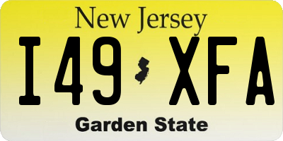 NJ license plate I49XFA