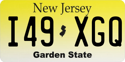 NJ license plate I49XGQ