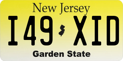 NJ license plate I49XID
