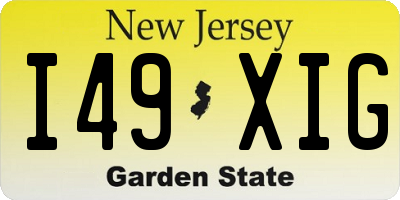 NJ license plate I49XIG