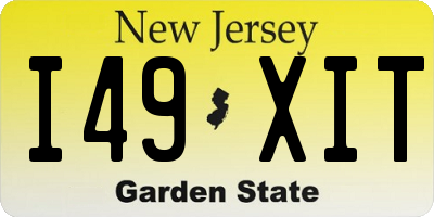 NJ license plate I49XIT