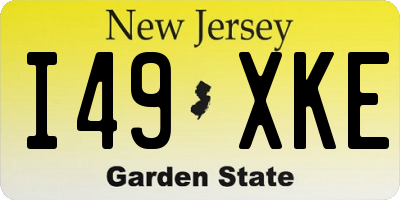 NJ license plate I49XKE