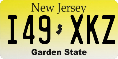 NJ license plate I49XKZ