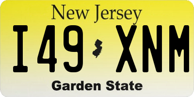 NJ license plate I49XNM