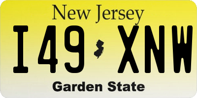 NJ license plate I49XNW