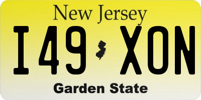 NJ license plate I49XON
