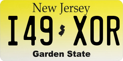 NJ license plate I49XOR