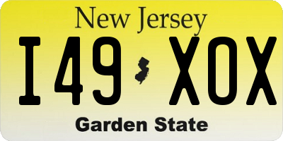 NJ license plate I49XOX