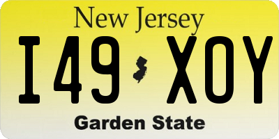 NJ license plate I49XOY