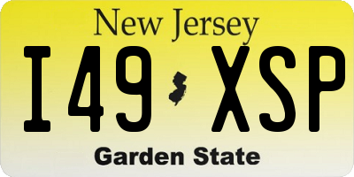 NJ license plate I49XSP