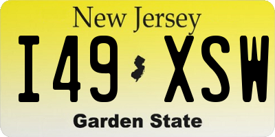 NJ license plate I49XSW