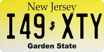 NJ license plate I49XTY
