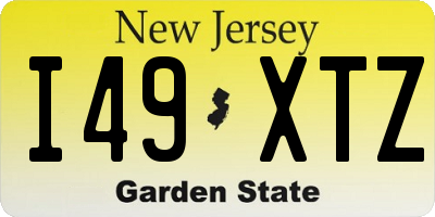 NJ license plate I49XTZ