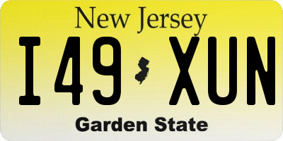 NJ license plate I49XUN