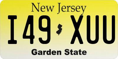 NJ license plate I49XUU