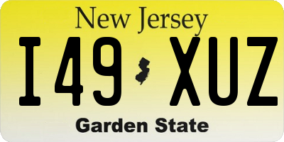 NJ license plate I49XUZ