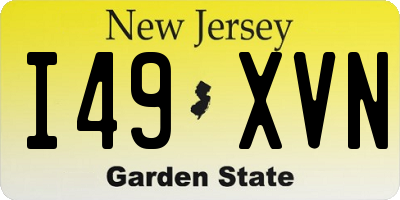 NJ license plate I49XVN