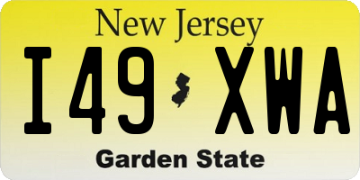 NJ license plate I49XWA