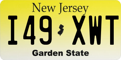 NJ license plate I49XWT