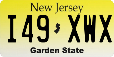 NJ license plate I49XWX