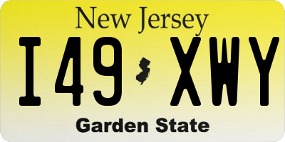 NJ license plate I49XWY