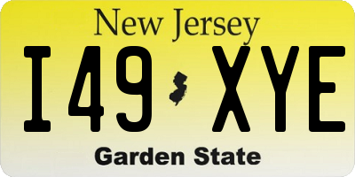 NJ license plate I49XYE