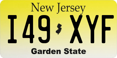 NJ license plate I49XYF