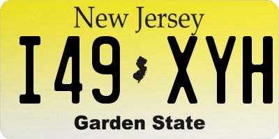 NJ license plate I49XYH