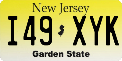 NJ license plate I49XYK