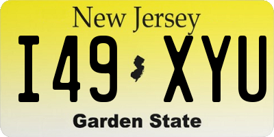 NJ license plate I49XYU