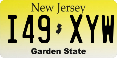NJ license plate I49XYW
