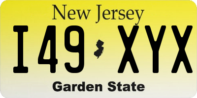 NJ license plate I49XYX