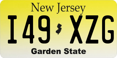 NJ license plate I49XZG