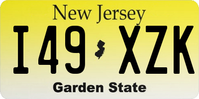 NJ license plate I49XZK