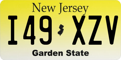 NJ license plate I49XZV