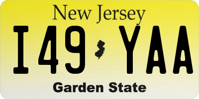 NJ license plate I49YAA