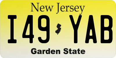NJ license plate I49YAB