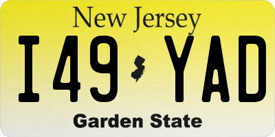 NJ license plate I49YAD