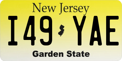 NJ license plate I49YAE