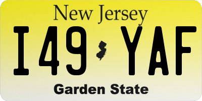 NJ license plate I49YAF