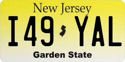 NJ license plate I49YAL