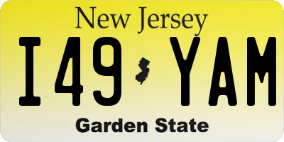NJ license plate I49YAM