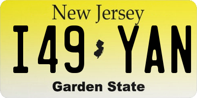 NJ license plate I49YAN