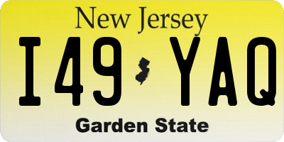 NJ license plate I49YAQ