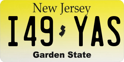 NJ license plate I49YAS