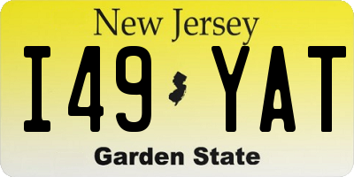 NJ license plate I49YAT