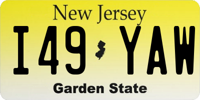 NJ license plate I49YAW