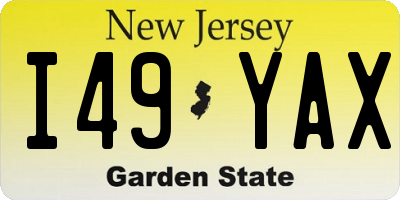 NJ license plate I49YAX