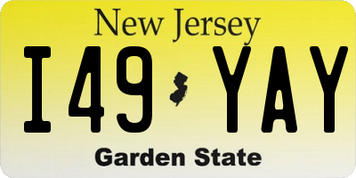 NJ license plate I49YAY