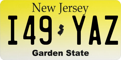 NJ license plate I49YAZ